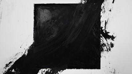 Poster - Dynamic black abstract painting art studio visual content creative environment close-up view modern art interpretation