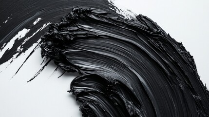 Poster - Dynamic black paint stroke art studio abstract texture minimalist close-up creative expression