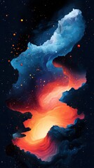 Wall Mural - Colorful cosmic landscape with vibrant nebula and stars