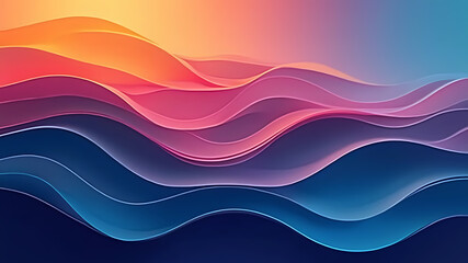 Fototapete - Abstract zig-zag Gradient hues Background with Delicate Waves Layered paper cut shapes visual style
