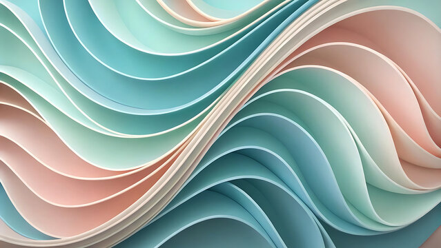 Abstract zig-zag Gradient hues Background with Delicate Waves Layered paper cut shapes visual style