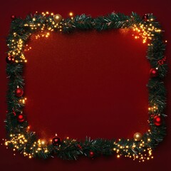 Wall Mural - christmas background with festive decorative decoration elements. christmas tree branches with light