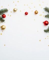 Wall Mural - christmas background with festive decorative decoration elements. christmas tree branches with light