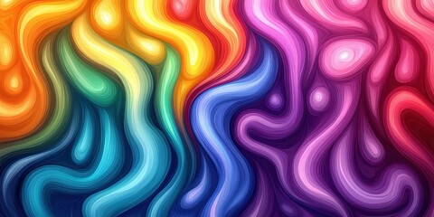 Poster - Colorful abstract waves flowing in vibrant gradients creating a dynamic and lively visual effect