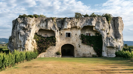 Wall Mural - Elegant Provençal Bastide with Ancient Vineyard and Stone Terraces, Classic Luberon Valley Estate