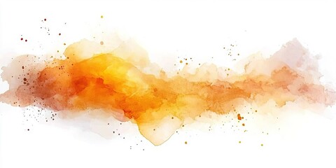 Poster - Vibrant watercolor splash in warm tones blending orange and yellow for artistic backgrounds and designs