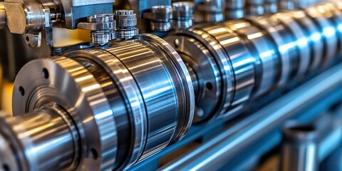 Poster - High precision metal components in an industrial setting showcasing advanced engineering processes
