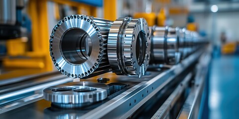 Poster - Precision manufacturing process of metal components in an industrial workshop