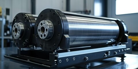 Poster - Innovative engineering device for precision manufacturing showcased in a modern workshop environment