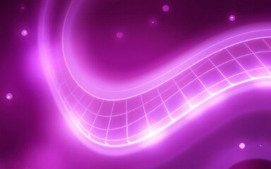 Poster - Bright magenta glowing curve abstract design purple background light grid
