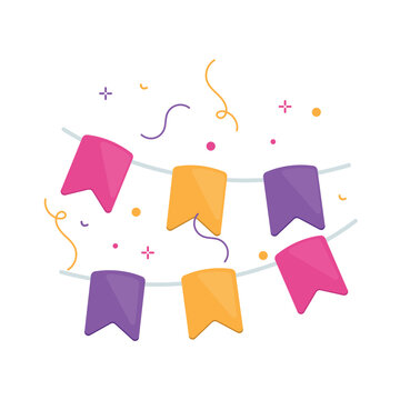 Party Bunting Flag Icon Set Vector Design.