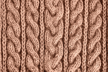 brown mocha mousse color knitted texture. handmade knitwear. background