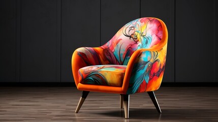 A photo of a stylish accent chair in a vibrant color.