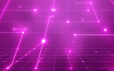 Aufkleber - Futuristic pink neon grid background abstract digital technology lights lines