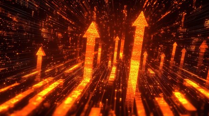 Poster - Abstract Stock Market Graph with Rising Arrows and Data Patterns