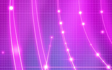 Fototapete - Glowing pink purple lines form an abstract data chart background.