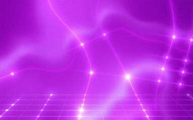 Poster - Glowing purple digital network abstract background.  Vibrant lines illuminate a technological grid.