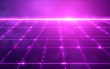 Poster - Glowing purple neon grid futuristic digital technology abstract background