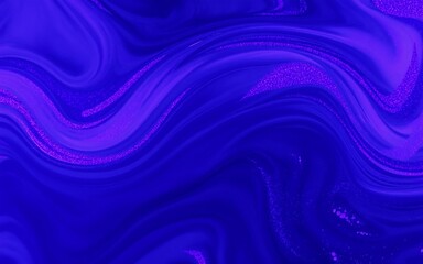 Poster - Liquid blue purple waves glitter abstract marble paint background texture