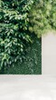 © NN AI - Green wall with white minimalist panel, vertical, perfect for architectural design, interior spaces, urban greenery, modern offices and contemporary living environments