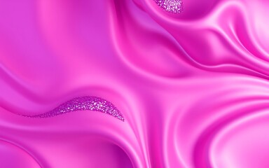 Poster - Shiny pink silk fabric abstract wave background.  Draped glitter texture.