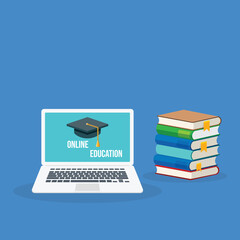 Wall Mural - online learning. concept of webinar, business online training, education on computer or e-learning c