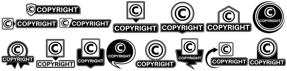 set collections labels sign. intellectual property symbol author protection icon design vector illustration