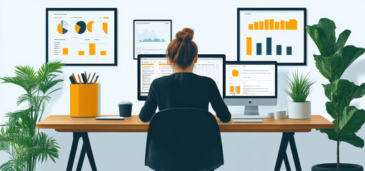 Poster - innovative task management with wellness insights on workspace computer monitors