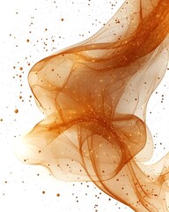 Poster - An abstract depiction of flowing orange fabric with sparkles, creating a sense of movement and elegance against a white background. Ideal for artistic and creative themes.
