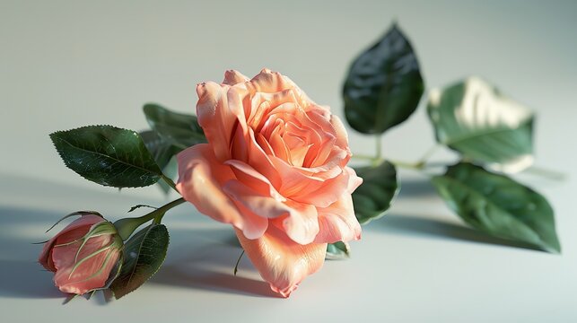 Copy space image of a blooming red rose in a beautiful garden with blurred leaves in the background