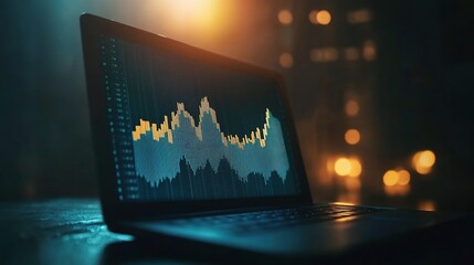 Poster - Business Laptop with Rising Chart and Graph for Professional Usage
