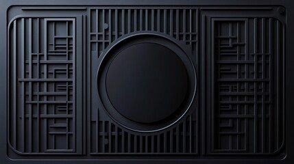 Poster - 3D Black Geometric Background with Intricate Patterns and Shapes