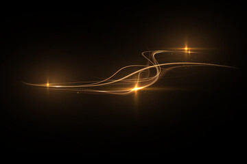 Wall Mural - Golden comet png with sparkling stars and dust. Powder dust light PNG. Magic shining gold dust. Fine, shiny dust bokeh part