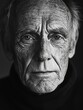 © Юлия Гриб - Portrait of an Elderly Man With Deep Wrinkles, Displaying Wisdom and Experience in Black and White