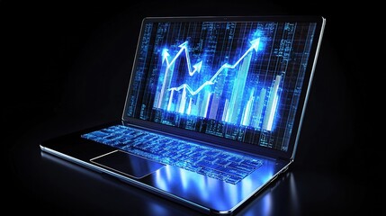 Poster - Business Growth Analysis with Laptop and Rising Chart Display