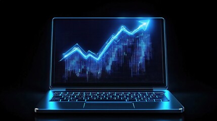 Poster - Business Growth Analysis with Digital Laptop and Rising Chart