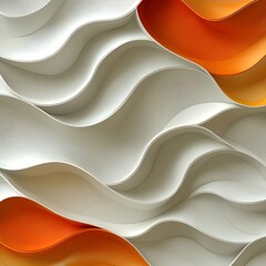 Poster - Abstract design featuring flowing waves in white and vibrant orange tones, creating a modern and dynamic visual effect that evokes movement and fluidity.