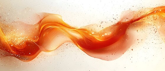 Poster - An abstract wave of vibrant orange and gold hues swirling gracefully against a soft, glowing background, creating an energetic and dynamic visual flow.