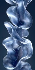 Poster - An abstract composition of flowing, translucent waves in shades of blue and white, creating a sense of depth and movement against a dark background.