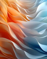 Poster - An abstract composition of flowing waves in warm orange and cool blue tones, creating a mesmerizing visual effect that evokes a sense of tranquility and movement.