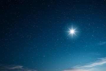 Wall Mural - a star is shining brightly in the night sky. unique or different concept