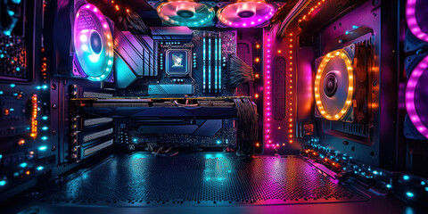 Poster - Customizable RGB Lighting in High-Performance PC Build with Advanced Cooling Features