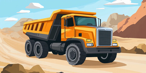 Poster - Heavy duty truck driving through a dusty landscape