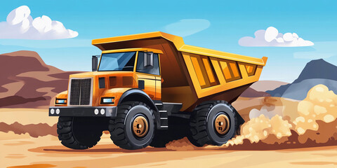 Aufkleber - Heavy duty dump truck driving on desert terrain