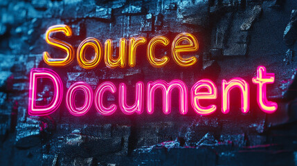 Poster - Vibrant 3D Neon Text Effect of Source Document on Dark Background