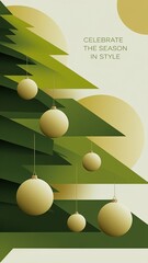 Wall Mural - Christmas and New Year Card - Celebrate the season in style