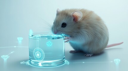 Poster - Mouse Drinking Water Futuristic Science Experiment