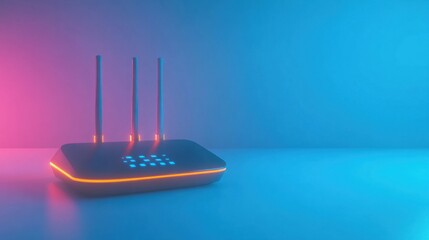 Poster - Modern Wireless Router Under Neon Lights