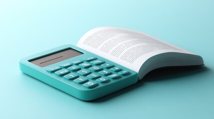 Poster - Teal Calculator Resting on an Open Book