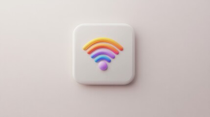 Poster - Colorful Wifi Symbol on White Square Background